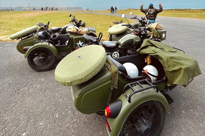 2- to 6-hour sidecar excursion on the D-Day Landing Beaches - The British Sector stops: Arromanches-les-Bains and the Mulberry Harbor story