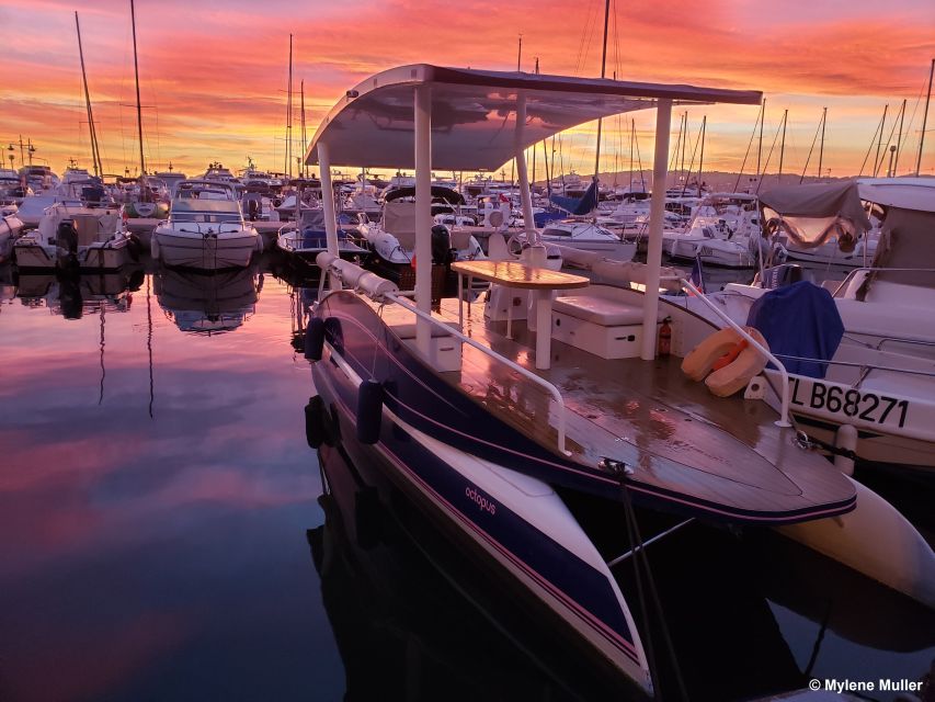 From Juan les Pins: Private French Riviera Solar Boat Cruise - Entering the Riviera on a silent solar boat