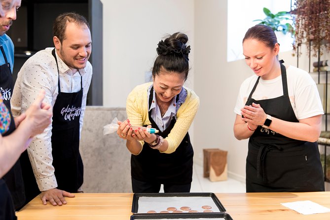 Macaron Bakery Class at Galeries Lafayette Paris - English instruction in a busy Paris landmark