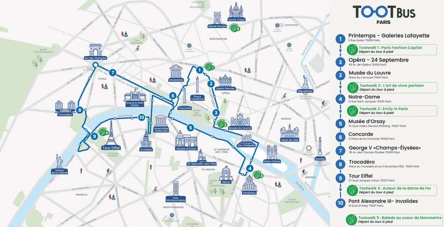 Paris: Discovery Hop-On Hop-Off and Paris by Night Tour - Day route: from Opera and department stores to Louvre and Notre-Dame
