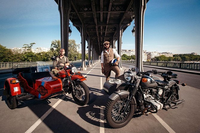 Paris Highlights city tour on a vintage Sidecar Motorcycle - Boulevard Saint-Germain with Café de Flore and Les Deux Magots